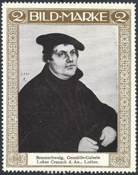 DR Reklamemarke Lutherspende zum Reformationsjubil&auml;um 1917, 1917 DR Reklamemarke Martin Luther nach Cranach, Reklamemarken, Ereignismarke, Braunschweig,