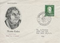 Hermann Zapf, Jan Piwczyk, Lutherischen Weltbund, Hannover, Martin Luther, Michel-Katalog-Nummer 149, Luther Briefmarken