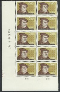 FINLAND 1967 &ndash; FDC 450 YEARS MARTIN LUTHER REFORM W 1 ST OF 40 MK POSTM HELSINKI SF NOV 4, 1967 RE1450 Jahre Reformation, Reformation, 04.11.1967, Finnland, FDC &quot;Martin Luther&quot;, Michel-Katalog-Nr.: 629, Luther Briefmarken, Helsinki, Mark Schlumberger