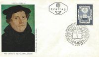 Entwurf: Adalbert Pilch. Stich: Alfred Fischer, &Ouml;sterreich, Michel 1249, 450 Jahre Reformation, &Ouml;sterreich, Zwingli, Martin Luther, Luther Briefmarken, Lutherbibel, Bibel