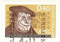 FINLAND 1967 &ndash; FDC 450 YEARS MARTIN LUTHER REFORM W 1 ST OF 40 MK POSTM HELSINKI SF NOV 4, 1967 RE1450 Jahre Reformation, Reformation, 04.11.1967, Finnland, FDC &quot;Martin Luther&quot;, Michel-Katalog-Nr.: 629, Luther Briefmarken, Helsinki, Mark Schlumberger