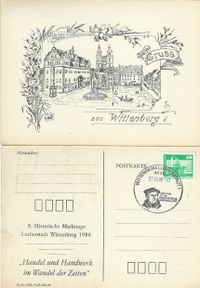 Sonderstempel Wittenberg, Lithokarte, Luther Stempel