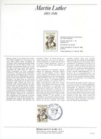 Frankreich 1983, 500 Jahre Martin Luther, 12.02.1983, Frankreich Michel-Katalog NR.: 2382, Jean Pheulpin, Martin Luther, Luther Briefmarke