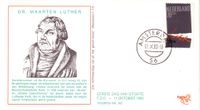 Nieuwenhuijzen, Kees (1933-2017), 11.10.1983 Niederlande, Maximumkarte 500. Geburtstag Martin Luther, Michel nr, 1240, Holland, Luther Briefmarken