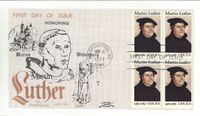 USA Michel-Katalog Nr.: 2065, Martin Luther, FDC, ETB, Martin Luther, Luther Briefmarke, 500 Jahre Martin Luther