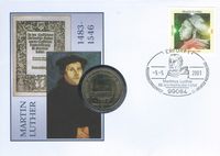 Sonderstempel Erfurt - Martinus Ludher 500 Jahre Immatrikulation in Erfurt mit Sonderm&uuml;nze DDR Luther Geburtshaus