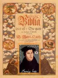 Angola, Martin Luther, Luther Briefmarke, Luther Briefmarkenblock, Angola Martin Luther