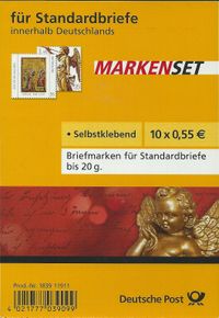 BRD MiNr. 2488 ** 450 Jahre Augsburger Religionsfriede, 450 Jahre Augsburger Religionsfrieden, Engelsfigur, Martin Luther, Luther Briefmarken, Augsburg Luthe