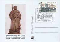 02.10.2016 Sonderstempel Lutherstadt Wittenberg Kurf&uuml;rst Friedrich der Weise - Wiederer&ouml;ffnung der Schlosskirche in Wittenberg - - Stempel-Nr. 18 273