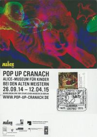 14.11.2015 Sonderstempel Z&uuml;rbig 2.Abibria - Sonderpostkarte Pop Up Cranach