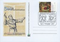 Luther Briefmarken, 500 JAHRE REFORMATION, Johannes Bugenhagen, Martin Luther, Stempelnummer: 20/302&quot;500 Jahre Reformation - Luther&quot;, Greifswald, Reformation, Martin Luther, Luther Briefmarken