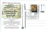 500 Jahre Reformation, Martin Luther, Luther Briefmarken, Germering Stempellnummer 02 005