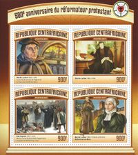 21.03.2017 Zentralafrik Republik FDC MiNr. 6830-6833, Kleinbogen, Z08 CA17113ab CENTRAL AFRICA 2017 500 Years Reformation Martin Luther SET FDC