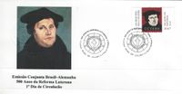 Antonia Graschberger, M&uuml;nchen, NL-Nummer: NL75-1611, Gemeinschaftsausgaben, Reformation / Martin Luther, Michel-Nummer: 4477, Luther Briefmarken, Luther Brasil, Luther Brasilien, Reformation Brasil, Reformation