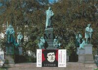 Luther Briefmarken, Luther Worms, Maximumkarte Luther, Lutherstempel, Lutherdenkmal Worms, Reformationsdenkmal Worms