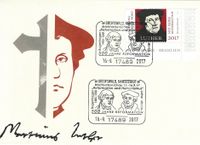 Luther Briefmarken, 500 JAHRE REFORMATION, Johannes Bugenhagen, Martin Luther, Stempelnummer: 20/302&quot;500 Jahre Reformation - Luther&quot;, Greifswald, Reformation, Martin Luther, Luther Briefmarken