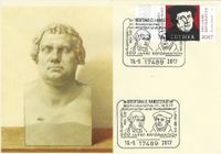 Luther Briefmarken, 500 JAHRE REFORMATION, Johannes Bugenhagen, Martin Luther, Stempelnummer: 20/302&quot;500 Jahre Reformation - Luther&quot;, Greifswald, Reformation, Martin Luther, Luther Briefmarken