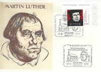 Baienfurt, Stempelnummer 17/255, Allein die Gnade, Evangelische Kirche Baienfurt, Portr&auml;t von Martin Luther, Luther Briefmarken, Martin Luther,