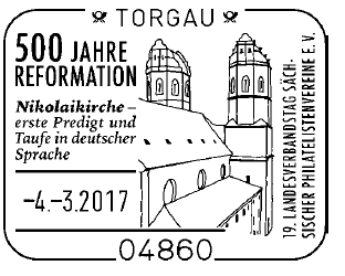 500 Jahre Reformation, Martin Luther, Luther Briefmarken, Torgau Stempellnummer 03 023