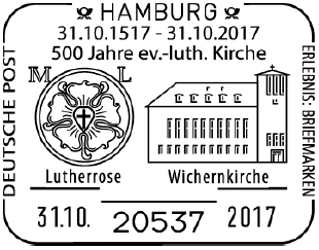 31.10.2017 BRD Hamburg - 500 Jahre Reformation - Luther&quot; - Stempelnummer: 21/334, Luther, Luther Briefmarken, Hamburg