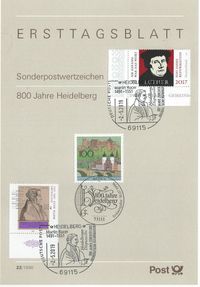 1996.07.18 BRD ETB 800 Jahre Heidelberg u Sonderstempel 2.5.2019 HD Dispustition Bucer