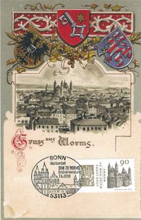 Worms, 1000 Jahre Weihe Dom zu Worms, Wormser Dom, Dom St. Peter , Kaiser Dom, Erstverwendungsstempel Bonn