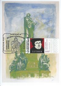 Lutherdenkmal, Reforamtionsdenkmal, 19.11.2018 Sonderstempel, Worms, 150 Jahre Lutherdenkmal, Stempel-Nr. 22/300, Luther Briefmarken