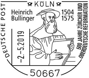 WAPPENSTEMPEL Deutsche Post 500 JAHRE Z&Uuml;RCHER UND OBERDEUTSCHE REFORMATION, Heinrich Bullinger 1504 - 1575, Motiv:	Heinrich Bullinger Stempelnummer:	09/088