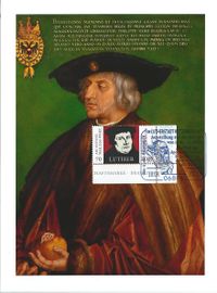 D&uuml;rer- &amp; Luther-Philatelisten e. V., Ausstellung zur Apokalypse, D&uuml;rer, Cranach, Haus Lucas Cranach d. J., Cranach Haus, Lutherstadt Wittenberg, Apokalyptischer Reiter, Holzschnitt von Albrecht D&uuml;rer