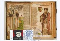 Martin Luther Briefmarke, Ausgabe der 2-Euro-Gedenkm&uuml;nze &bdquo;35 Jahre Erasmus-Programm&ldquo; OVALSTEMPEL Abbildung 2-Euro-Gedenkm&uuml;nze Erasmus- Programm Stempelnummer: 13/071