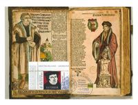 Martin Luther Briefmarke, Ausgabe der 2-Euro-Gedenkm&uuml;nze &bdquo;35 Jahre Erasmus-Programm&ldquo; OVALSTEMPEL Abbildung 2-Euro-Gedenkm&uuml;nze Erasmus- Programm Stempelnummer: 13/071