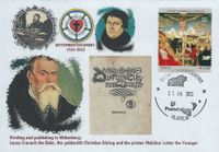 Melchior Lotter der J&uuml;ngere, Christian D&ouml;ring, Septembertestament 1522 - 2022, 51100 Pistoia Centro, Filatelia, Italien &#039;500 J. Reformation, Cranach u. Luther&#039; / Italy &#039;500th ann. of Reformation, Cranach &amp; Luther&#039; VP/PP 2017 , Luther Briefmarken