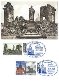 Michel-Nummer: 3785; Serie &quot;Zeitreise Deutschland&quot; , Dreden Fauenkirche, Luther-Denkmal Dresden, Luther Briefmarken, Lutherdenkm&auml;ler