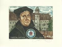 2008 SERGEY KIRNITSKY Exlibris f&uuml;r Marita und Klaus-J&uuml;rgen Tischer Martin Luther - Weichgrund&auml;tzung-Mezzotinto ca 15.5 x 20.5 cm Blattgr&ouml;&szlig;e nummeriert datiert und signiert