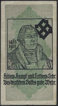 Reichsbanknote 1000 Mark, Hitlers Kampf Luthers Lehr des deutschen Volkes gute Wehr, Geldschein