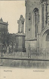 Luther-Denkmal Magdeburg, Martin Luther Magdeburg; Postkarte Lutherdenkmal, Lutherdenkmal, Luther Briefmarken, Martin Luther, Luther-Denkm&auml;ler, Lutherdenkm&auml;ler, Martin Luther Denkmal