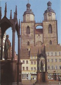 Lutherstadt Wittenberg - Lutherdenkmal; Postkarte Lutherdenkmal, Lutherdenkmal, Luther Briefmarken, Martin Luther, Luther-Denkm&auml;ler, Lutherdenkm&auml;ler, Martin Luther Denkmal