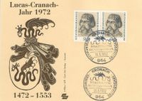 Sauer, Michel-Katalog-Nr:. Bund 718; Lucas Cranach der &Auml;ltere; Lucas Cranach d.&Auml;.; Luther Briefmarken,